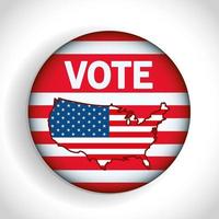 Presidential election usa vote button with map vector design