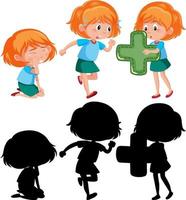 Set of a girl doing different activities vector