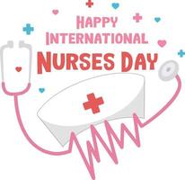 feliz día internacional de las enfermeras fuente con estetoscopio y símbolo de cruz vector