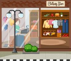 Fashion clothes store background vector