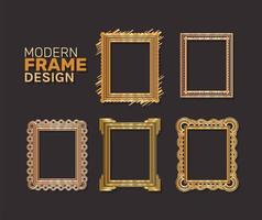 conjunto de marco dorado moderno vector