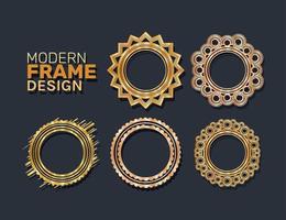 modern gold frame set vector