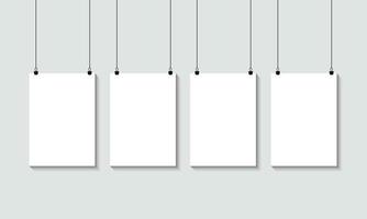 Set of Blank Canvas Hanging on Wall vector