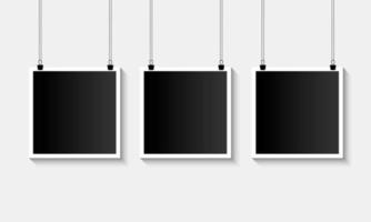 Blank Picture Frames Hanging Mockup vector