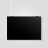 Horizontal Black Poster Hanging Mockup vector