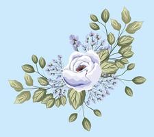 white rose flower with leaves painting vector design