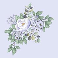 Purple rose flower with leaves painting vector design