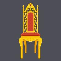 silla dorada. majestuoso trono. Ilustración de vector de objeto plano.