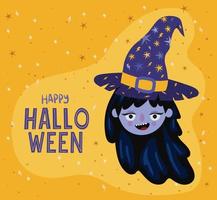 diseño de vector de bruja de niña de halloween