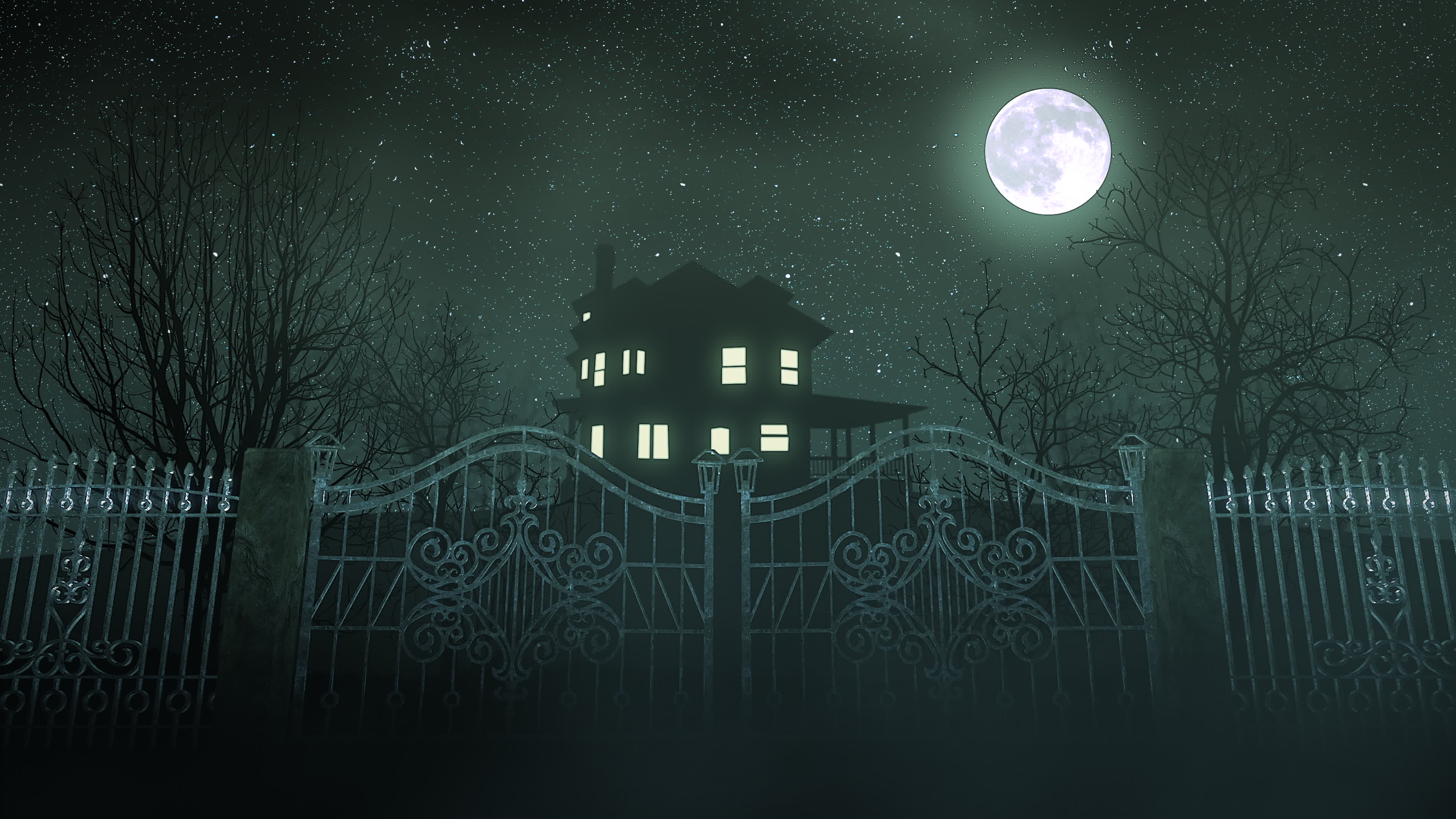 Download Mystical Horror Background With The House And Moon Abstract Backdrop 2092691 Stock Video At Vecteezy