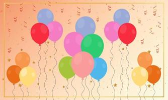 Flat Balloons Decoration With Confetti vector