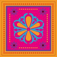 mexican flower in a colorful frame vector