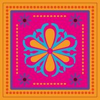 mexican flower in a colorful frame vector