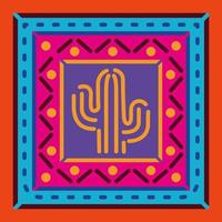 mexican cactus in a colorful frame vector