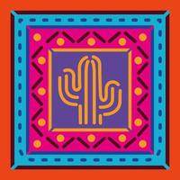 cactus mexicano en un marco colorido vector