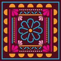 mexican flower in a colorful frame vector