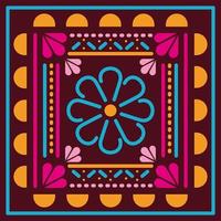 mexican flower in a colorful frame vector