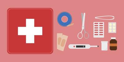 Set of First Aid Items vector