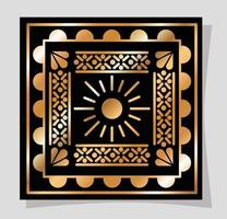 oro mexicano y sol negro en diseño vectorial de marco vector