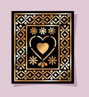 mexican gold and black heart in frame vector design