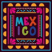 Mexico lettering in a colorful frame vector