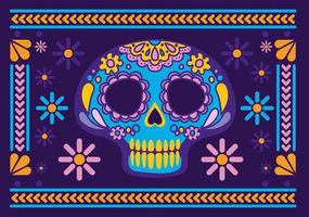 calavera mexicana con marco colorido vector