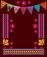 Mexican banner pennant with frame vector design