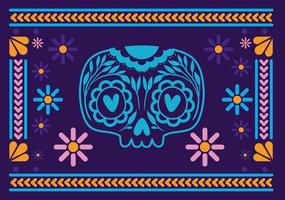 calavera mexicana con marco colorido vector