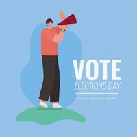 Man with megaphone for elections day vector