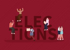 Women and man with vote banners for elections day vector