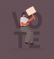 hombre con pancarta para el día de las elecciones vector