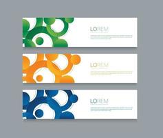 Set of modern colorful banner template. Blue, Green and Orange Banner design vector