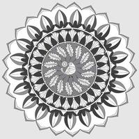 Circular Floral Pattern In Form Of Mandala, Decorative Ornament In Oriental Style, Ornamental Mandala Design Background With Flowers around and Bird in Centre Free Vector