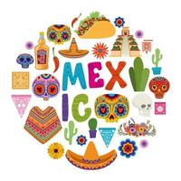 Mexican icon set vector