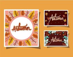 Autumn banner set with leaves vector