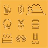 Oktoberfest line style icon set vector