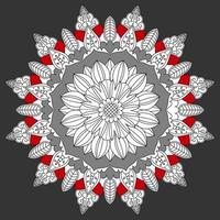 patrón floral circular en forma de mandala, adorno decorativo en estilo oriental vector