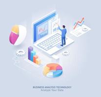 Business analysis technology isometric vector illustration.