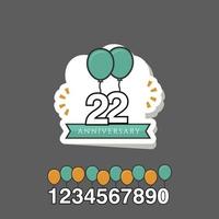 22 Year Anniversary Template Design Illustration vector