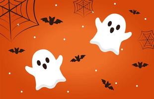 fantasmas de halloween con murciélagos vector diseño