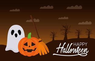 Halloween ghost and pumpkin vector design