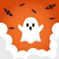 fantasma de halloween con diseño vectorial de murciélagos