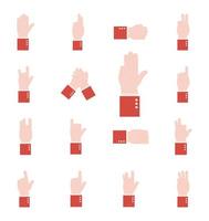 hand sign language alphabet icon set vector