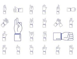 hand sign language alphabet icon set vector