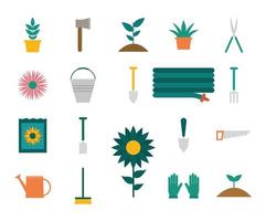 conjunto de iconos de jardinería vector