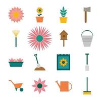 conjunto de iconos de jardinería vector