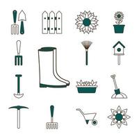 Gardening icon set vector