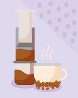coffee cup with grinder and beans vector design