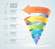 Modern cone 3d staircase diagram business. Vector illustration. Can be used for workflow layout, banner, number options, start up template, web design, infographics, timeline template.