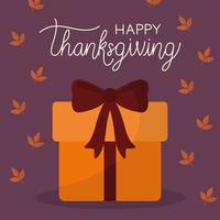 happy thanksgiving day with gift and leaves vector design